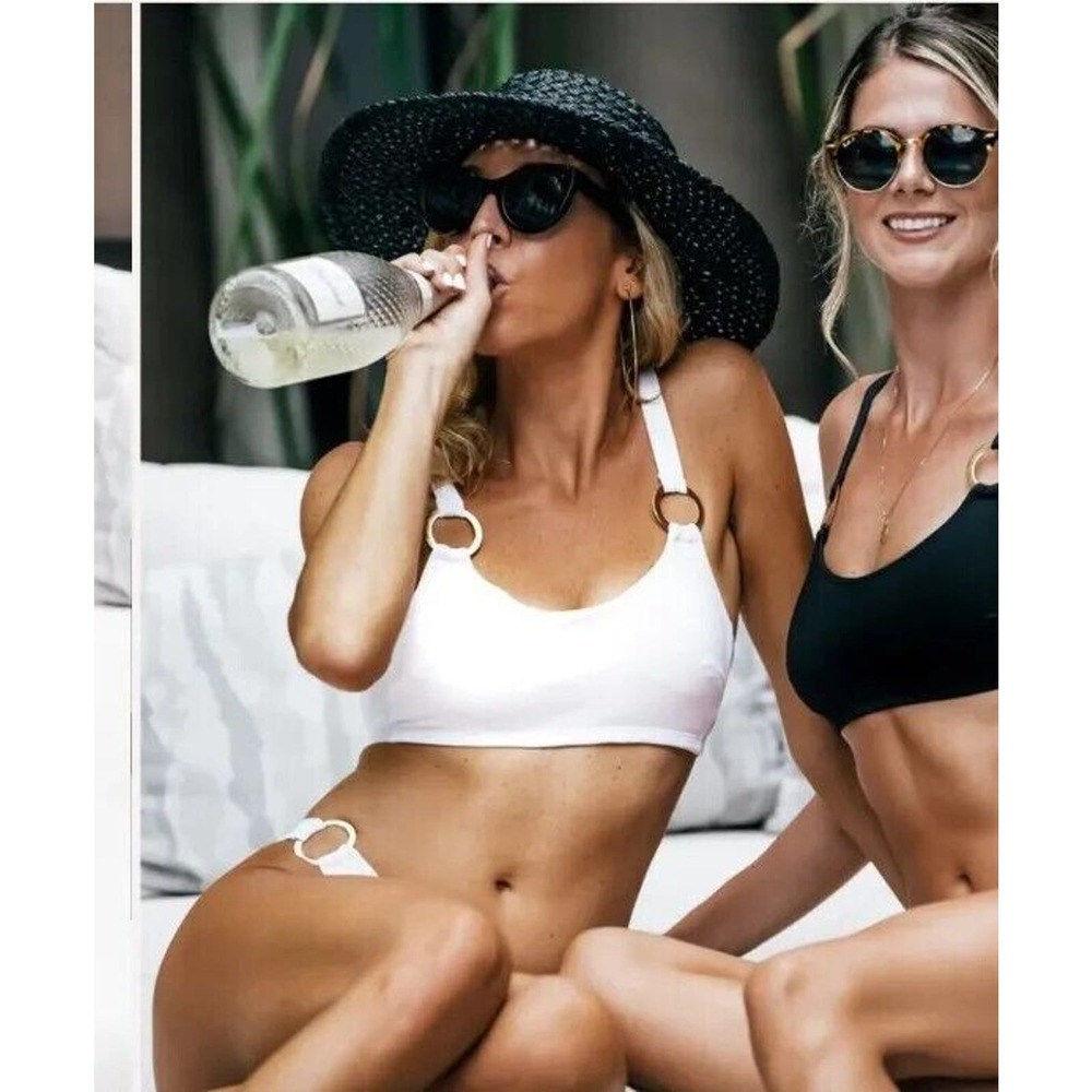 NWT Kenny Flowers The Santorini Gold Ring White Sporty Bikini Top Women xs/Sm/M - Picture 4 of 9